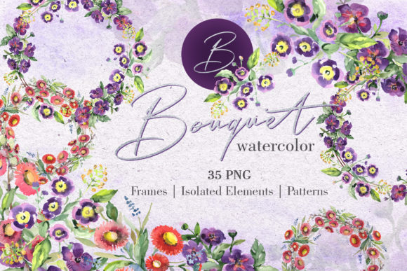 Bouquet with Wildflowers Watercolor Png