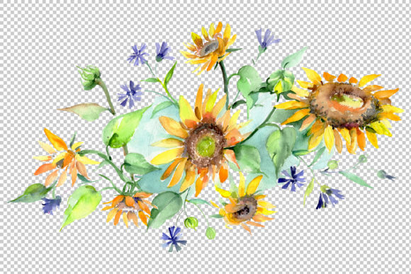 Bouquet Yellow Aroma of Summer Watercolor Illustrations