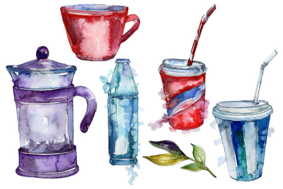 Drinks Tea Ceremony Watercolor Illustrations