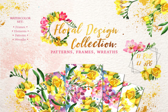 Floral Design Collection Watercolor Png and Illustrations