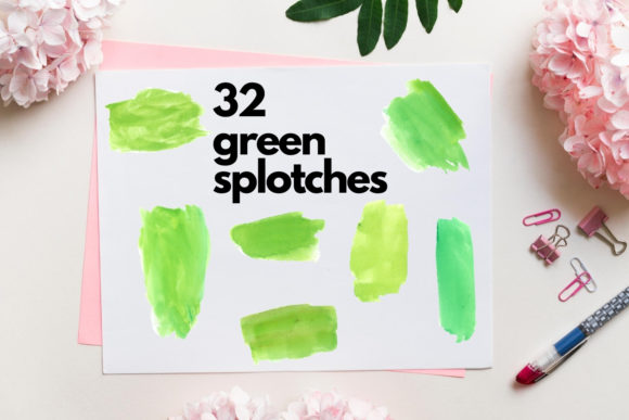 Green Watercolor Splash Clipart and Illustrations
