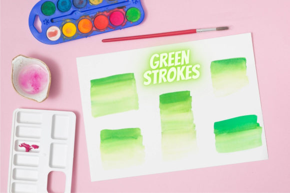 Green Watercolor Splash Collection Illustrations