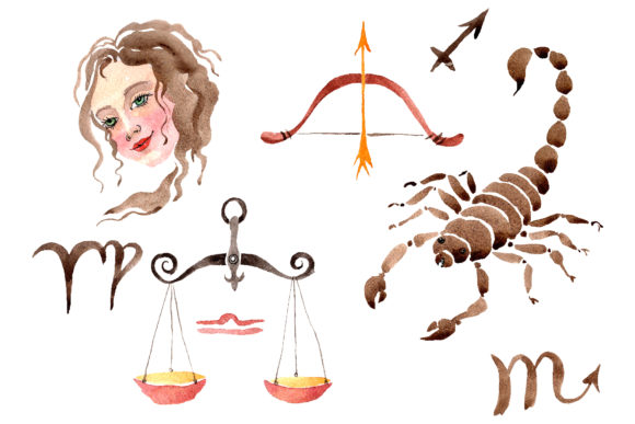 Horoscope 3 Watercolor Png and Illustrations