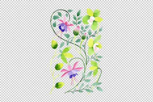 Ornamental Orchid Flower Watercolor Set and Illustrations