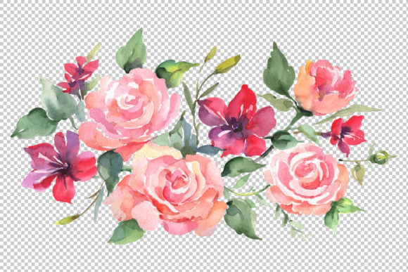 Roses Bouquet Joy of Love Watercolor