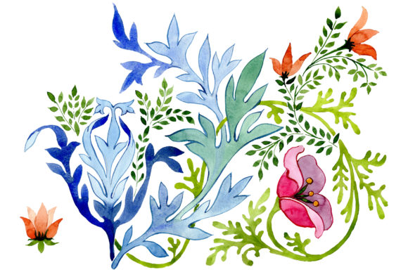 Ukrainian Floral Ornament Watercolor Illustrations