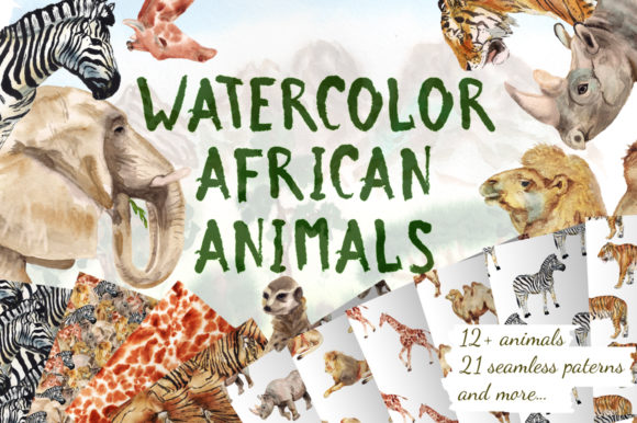 Watercolor African Animals Illustrations