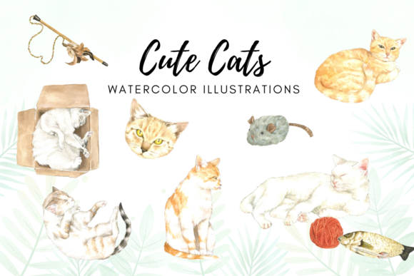 Watercolor Cats Illustrations