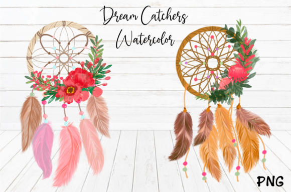 Watercolor Dream Catchers Flowers ClipArt