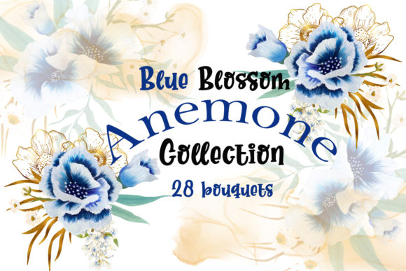 Watercolor Hand Painted Anemone Bouquets