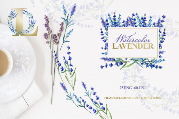Watercolor Lavender Set Illustrations
